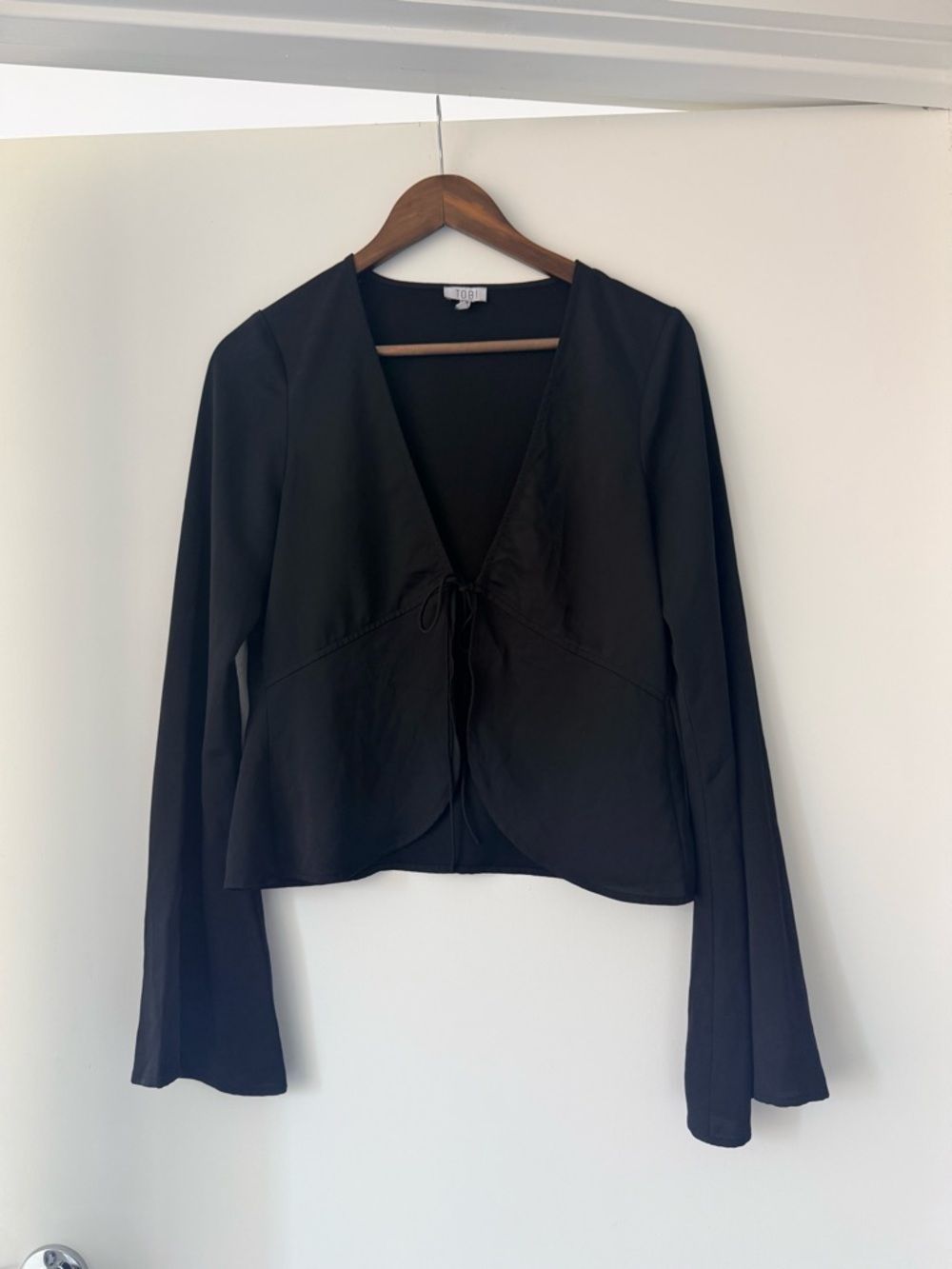 Tobi Black V-Neck Tie Front Top